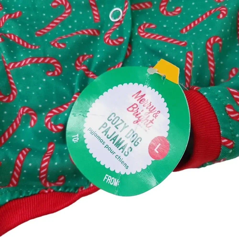 NEW Christmas Dog Pajamas Large Green Red Candy Cane Holiday PJs So Cute!